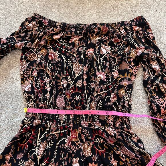 Free People Women's Longsleeve Romper with Shorts Black Floral Size‎ M - Picture 8 of 8